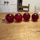 Set of 4 ruby red Blenko floating glass balls