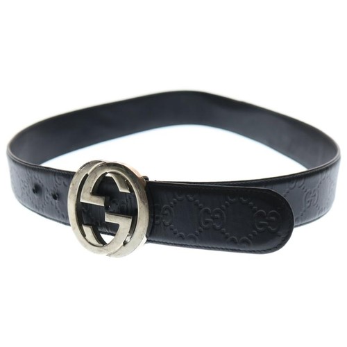 Used GUCCI Gucci Interlocking Belt Black Leather 411924