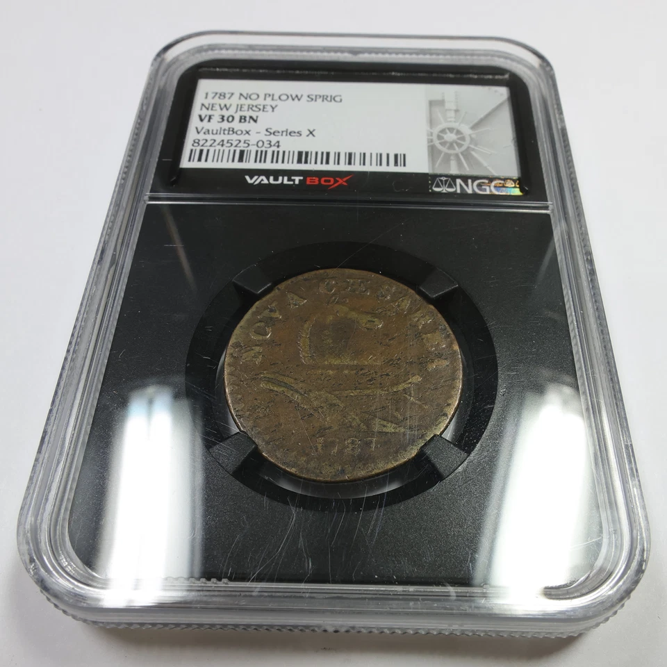 1787 NGC VAULT BOX VF30 - New Jersey No Plow Above Sprig Coin #57710A - Image 2 of 3