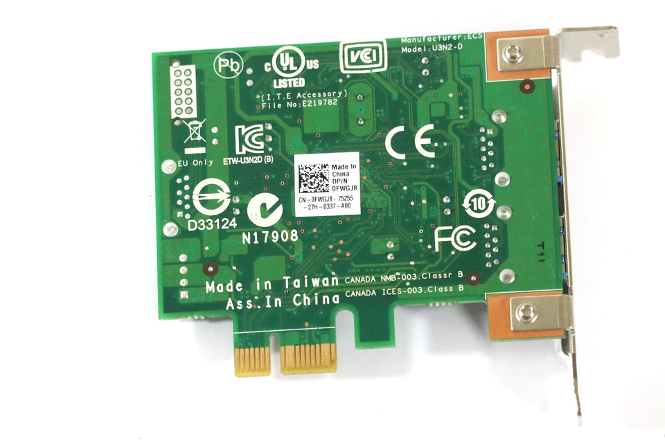Dell 0FWGJ8 FWGJ8 USB 3.0 Dual-Port PCIe Low Profile Expansion Card U3N2-D - Image 4 of 4