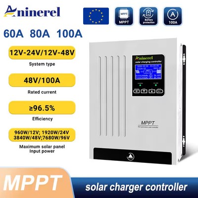 100A 80A MPPT SOLARLADEREGLER SOLAR CHARGE CONTROLLER PV LADEREGLER 12V 24V 48V