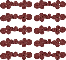 10 Pairs Chinese Knots Frog Buttons Closure Dark Red Sewing Buttons Fasteners fo