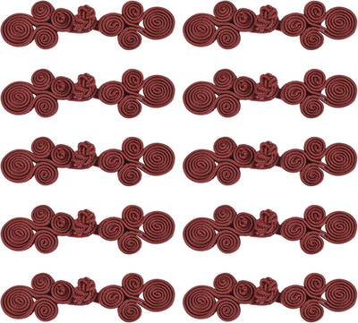 10 Pairs Chinese Knots Frog Buttons Closure Dark Red Sewing Buttons Fasteners fo