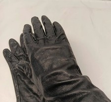 VTG Riviere Paris for Sears Roebuck Co Black Leather Driving Gloves Made in USA
