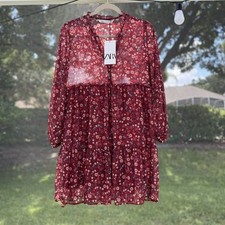 Zara Dress Red Flower Size XS