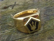 1989 Maserati Chrysler Tc Gold Chrome Ring Size 10 Nos Unique Logo Hi-quality