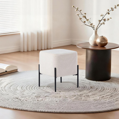Modern Linen Ottoman Stool - Stylish Footrest & Vanity Chair for Any Room