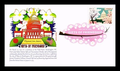US COVER GIFTS OF FRIENDSHIP CHERRY BLOSSOMS FDC PICTORIAL CANCEL PANDA CACHET