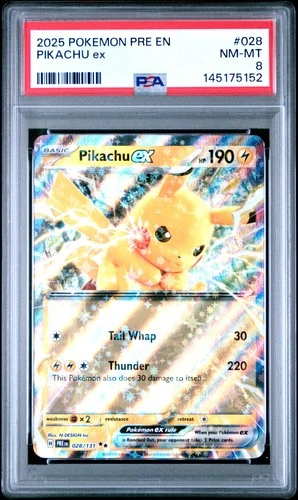 2025 POKEMON PRE EN-PRISMATIC EVOLUTIONS #028 PIKACHU EX PSA 8