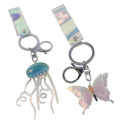 Cute Butterfly Keyrings Acrylic Material Jellyfish Keychain Bag Decorations