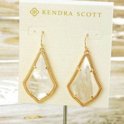 NWT Kendra Scott Alex Ivory Pearl Shell Drop earring Rose Gold Tone