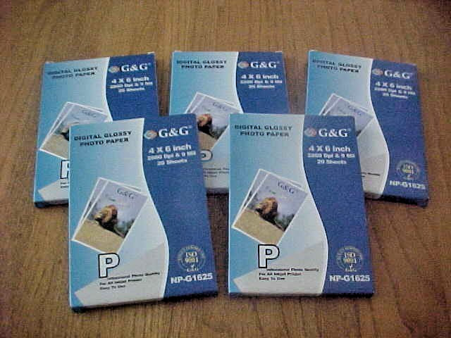 G&G Digital Glossy Photo Paper - 4 x 6 20 Sheets Unopened - 5 pkgs - Inkjet
