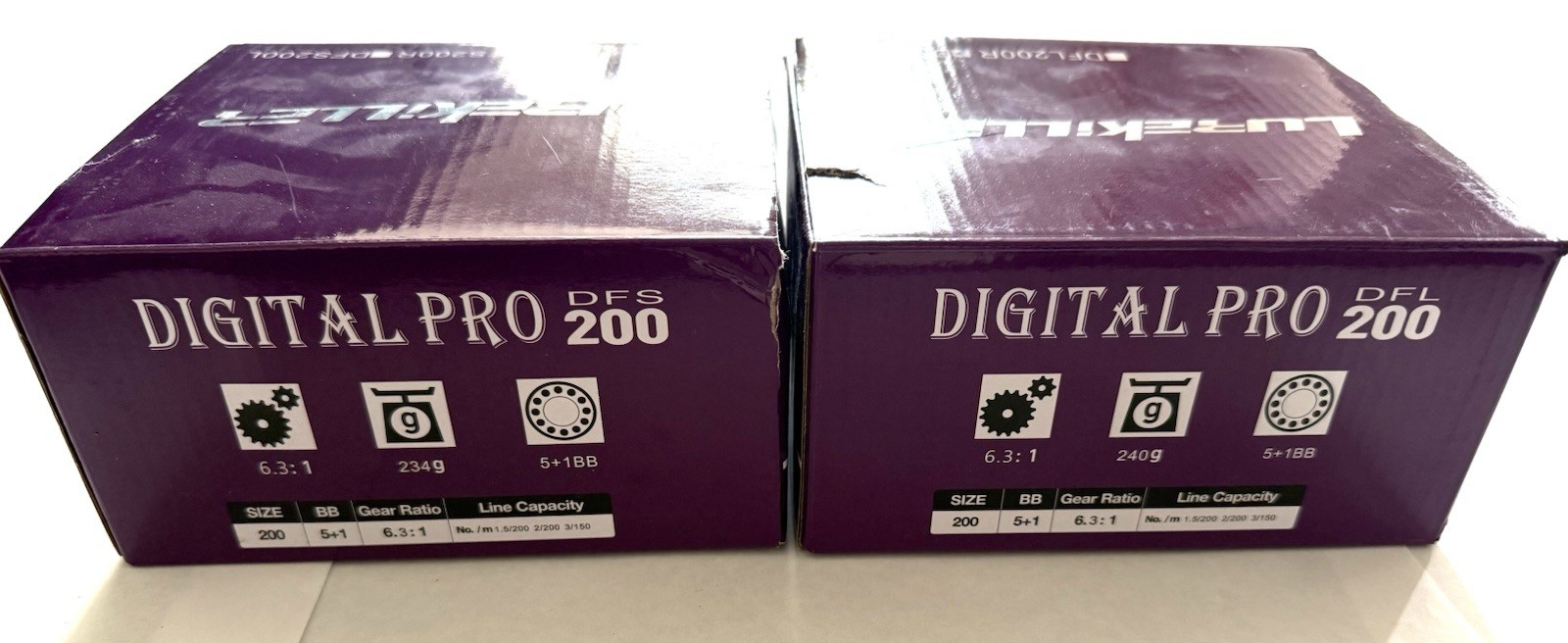 Lot of 2 Lurekiller Digital Pro 200 baitcasting reels.
