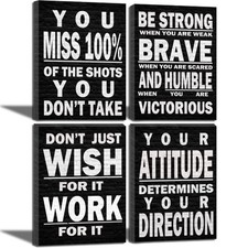 Black and White Inspirational Wall Art Poster Quote Motivational Wall Art for...