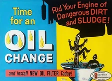 13532.Wall Decor Poster.Interior.Vintage Auto Oil Change Filter Service 1950s