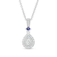 Vera Wang 1.2CT Lab-Created Diamond & Sapphire 14K White Gold Finish Pendant