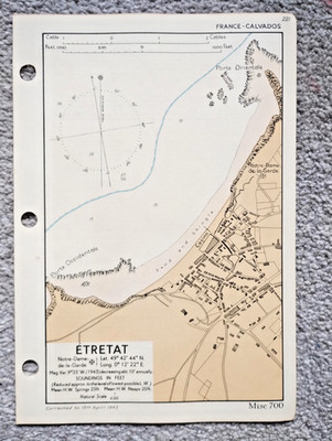 Etretat, France - 1943 Vintage Admiralty Royal Navy Map (Seller Ref D2)