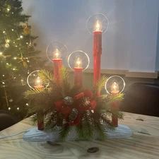 VTG Noma 5 Lite Candolier Halo Candlabra With Poinsettia - Working