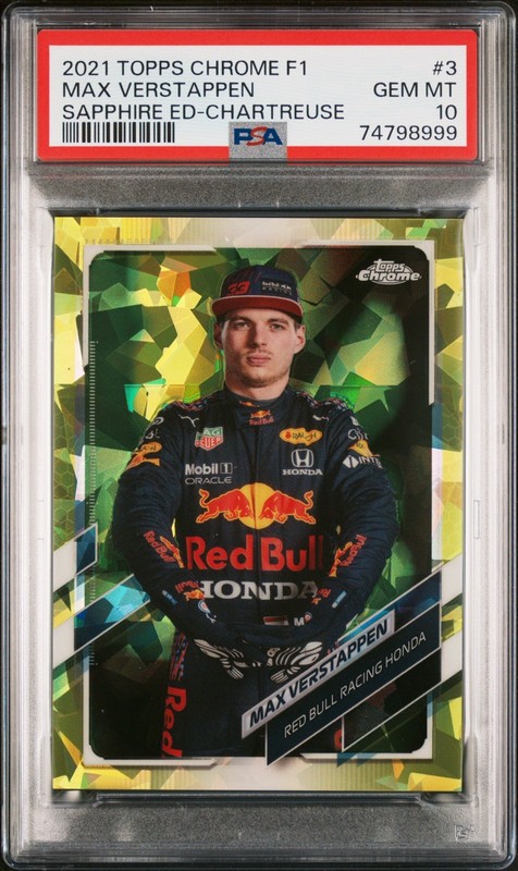 2021 Topps Chrome Sapphire Max Verstappen Portrait #3 Chartreuse /199 PSA 10!