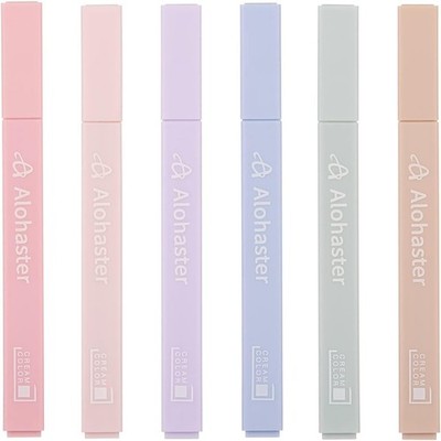 HPSIZEE Aesthetic Cute Highlighters Mild 1 Count (Pack of 6), Happiness 