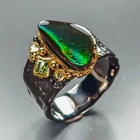 Handmade ring Natural Ammolite Ring 925 Sterling Silver Size 7.5 /R472354