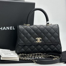Chanel Coco Handle Small Black Caviar Gold Hardware Black Handle Chain Bag