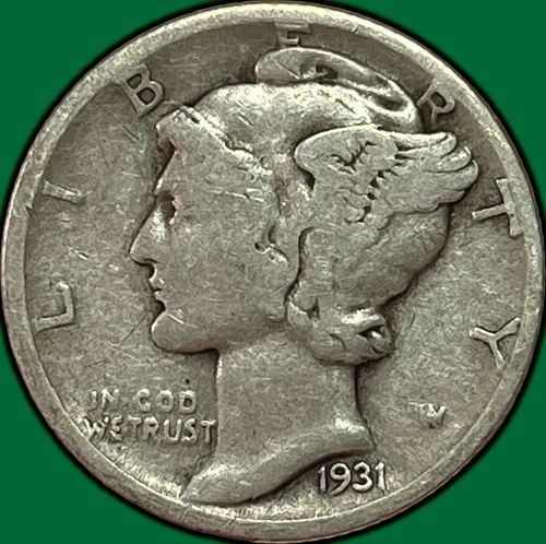1931-D Mercury Dime Fine F Coin #36413