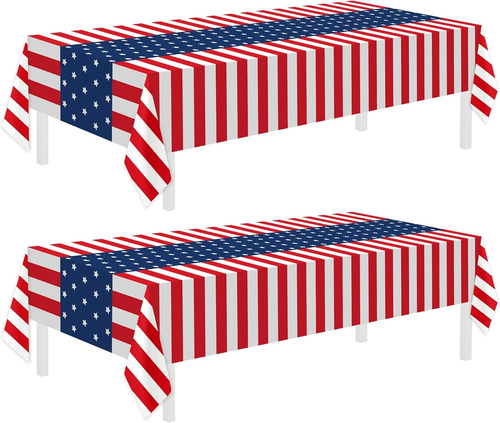 2 Pack Patriotic Tablecloth, Patriotic Decorations 54" X 108" Disposable Plastic - Picture 8 of 12