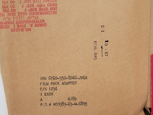 IMPOSIBLEMENTE RARO *SELLADO Paquete de Película Graflex Adaptador Nº 1234 US SIGNAL CORPS '69-73 - Imagen 13 de 18