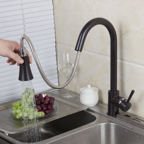 Grifo extraíble giratorio 360° fregadero de lavabo de cocina aerosol grifo mezclador de agua fría y caliente - Imagen 20 de 24