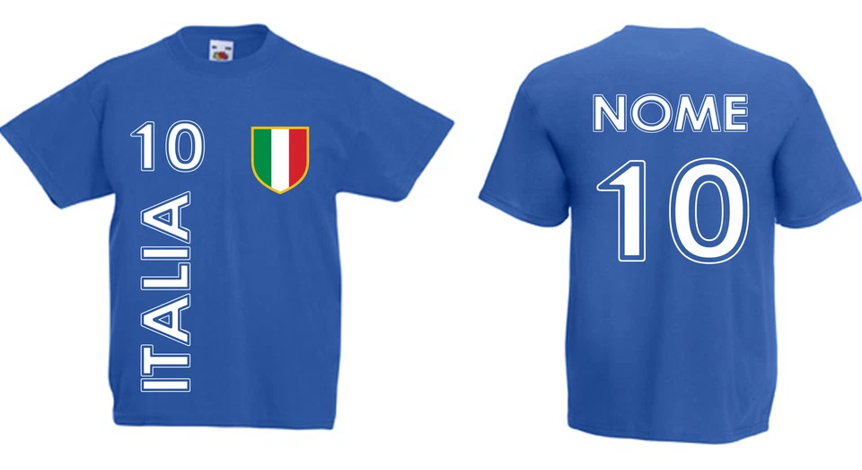 T-SHIRT BAMBINO BAMBINA ITALIA con NOME e NUMERO personalizzati CALCIO maglietta
