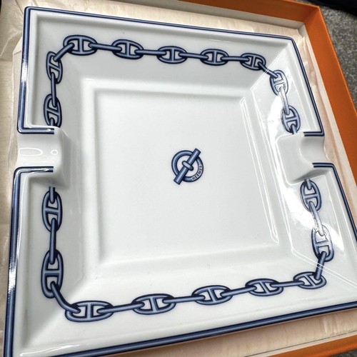 Hermès Chaîne d'Ancre Aschenbecher 16x16cm Porzellan blau weiß mit Box unbenutzt - Bild 4 von 7