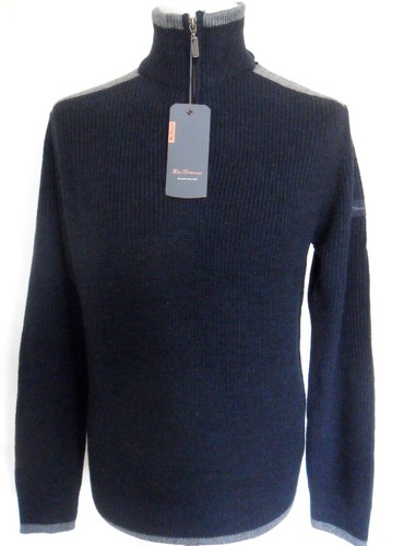 Half Zip Wool Blend Navy Jumper Size 