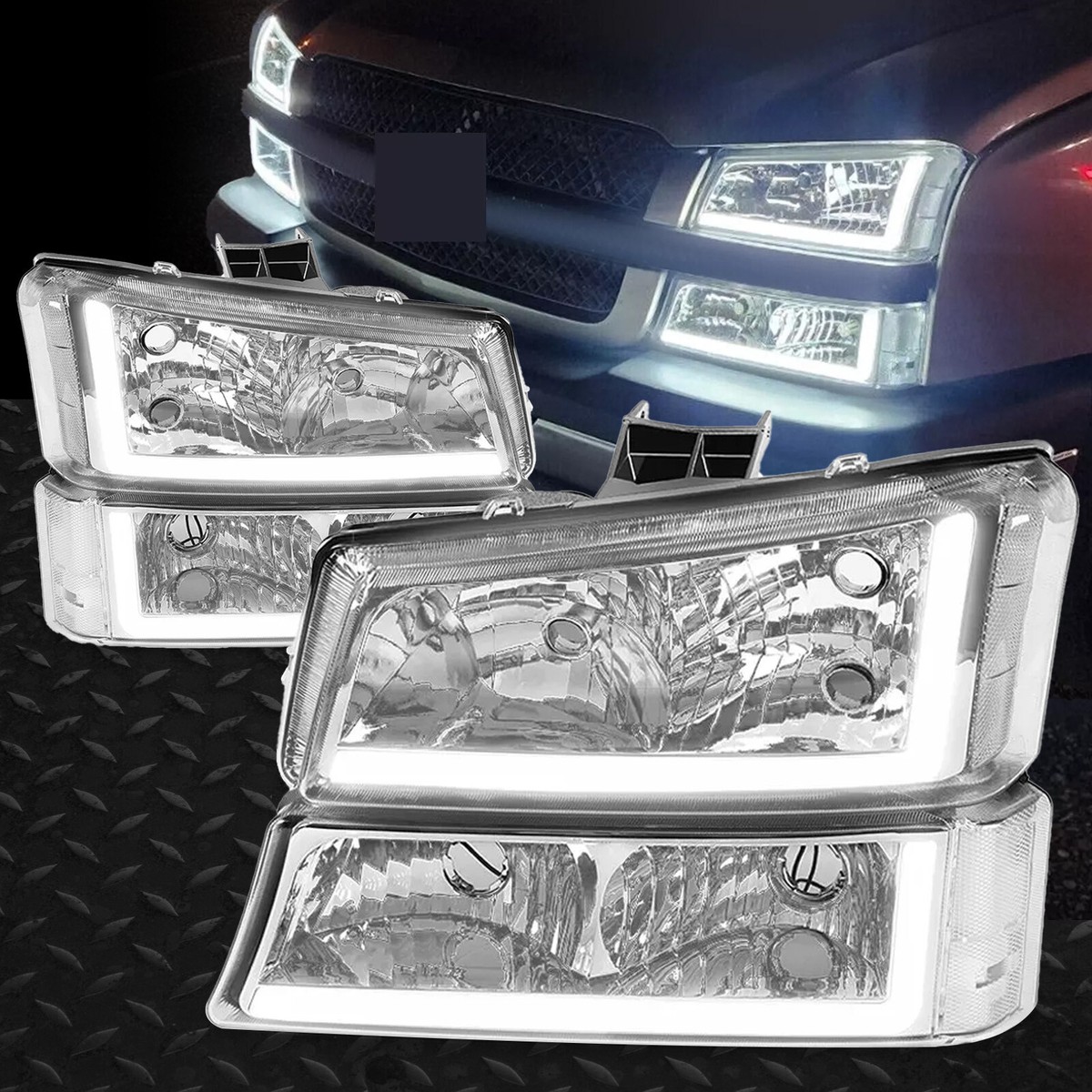 Silverado Corner Lights Smoked Housing Amber Corner Headlight Bumper Lamps For 2003-2006 Chevy Silverado (Avalanche W/o Cladding) 2006 Chevy Silverado Clear Headlights - Foto 8