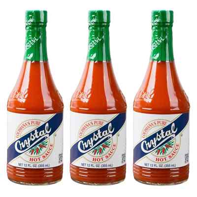 Lot Of 3 Crystal Louisiana's Pure Hot Sauce 6 oz