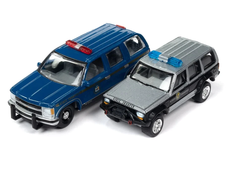 Johnny Lightning 1:64 1997 Chevrolet Tahoe New York  Jeep Cherokee XJ Police - Image 2 of 2