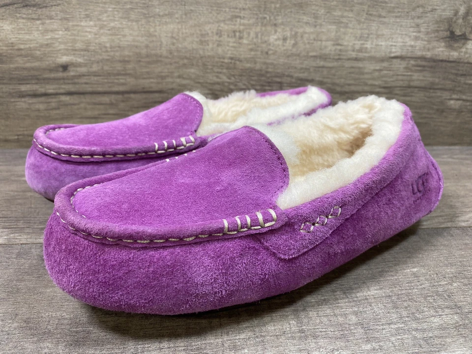 Zapatillas mocasines UGG Ansley UGGpure forro de lana púrpura gamuza para mujer talla 7 Foto 2 de 4