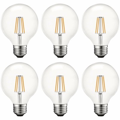 Luxrite G25 LED Edison Globe Bulb Dimmable 2700K 550lm E26 Base (6-Pack)