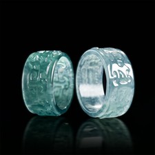 Hot Certified Natural Jadeite A-grade Blue Water    gluttonous archaizing ring    