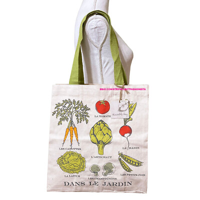 Vegetable Garden Canvas Tote Bag Large Cotton Farmers Market Reusable  Shopper