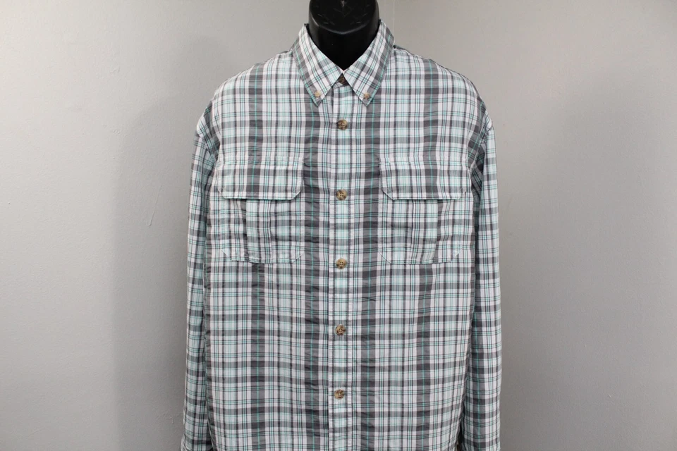 Duluth Trading Co Button Up Shirt Plaid Long Sleeve Wicking Pockets Mens Size XL - Image 2 of 4