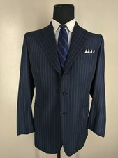 Hickey Freeman Vintage USA 100 Wool Suit 3 Btn 2 Vents Pleated Pants 42 Long