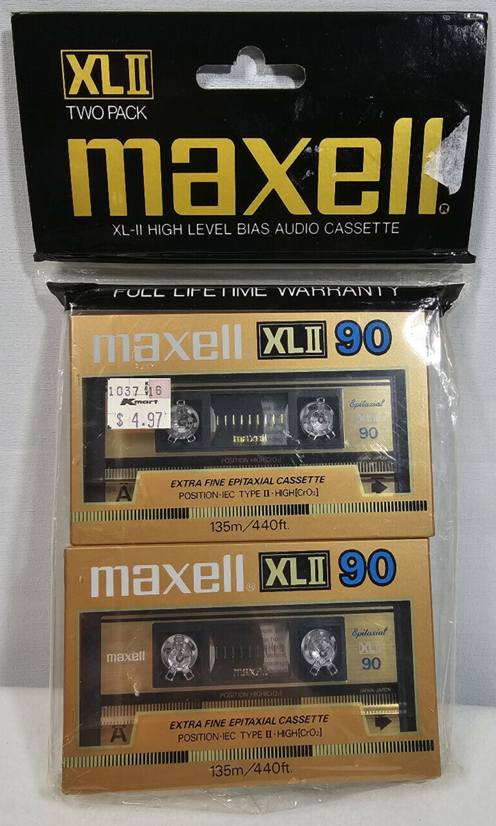 Maxell XLII High Level Bias Audio Cassette 90 Min, Two-Pack NEW IN PACKAGE