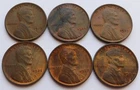 1917/23/24/25/27/28 Lincoln Wheat Cents AU, Six 1C Pennies