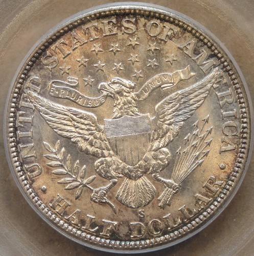 1900-S Barber Half Dollar 50c PCGS Certified AU58 More White Than Pictures - Picture 2 of 4
