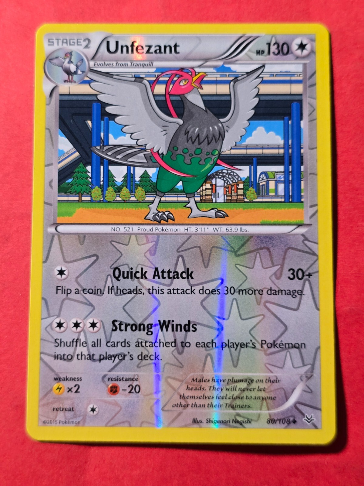 2015 Pokemon XY Roaring Skies Reverse Foil #80 Unfezant, UC, cd1