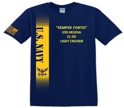 USS HELENA  CL-50 *CRUISER*FORTIS*VINYL&SILK SCREEN* NAVY LICENSED SHIRT