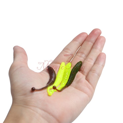 10Pcs Ultra Light Fishing Sandworm Soft Plastic Worm Silicone Bait Lures 3.15" - Picture 4 of 10
