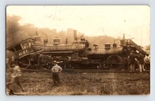 Postcard RPPC Railroad Steam Train Collision Head On 1910s Unposted AZO