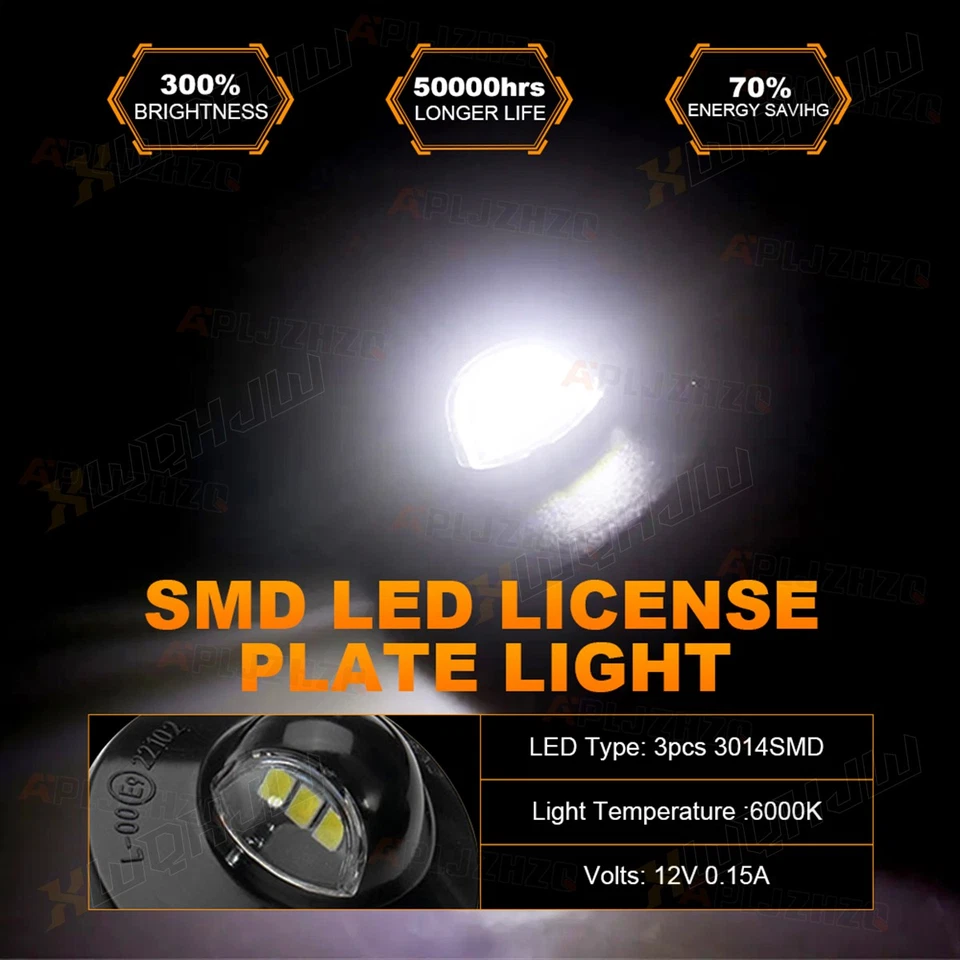 2XNEW  License Plate Light Rear Bumper Tag Assembly Lamp For Ford F150 F250 F350 - Image 4 of 4